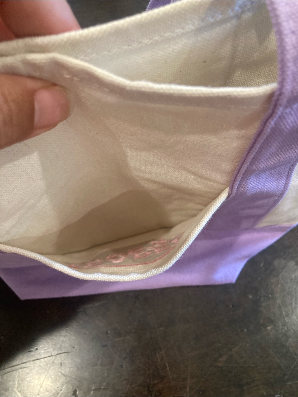 Trader Joe’s Lavender & White Canvas Tote Bag Reusable Grocery Shopping Bag - Picture 6 of 9